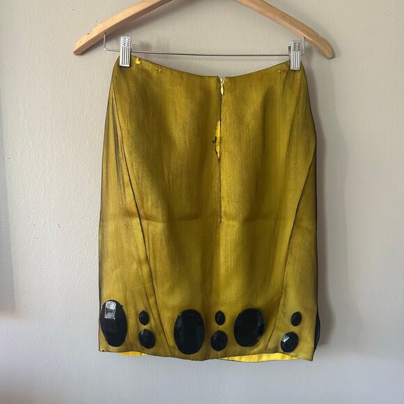 Zac Posen Chartreuse Embellished Pencil Skirt Size 0 - Picture 10 of 14